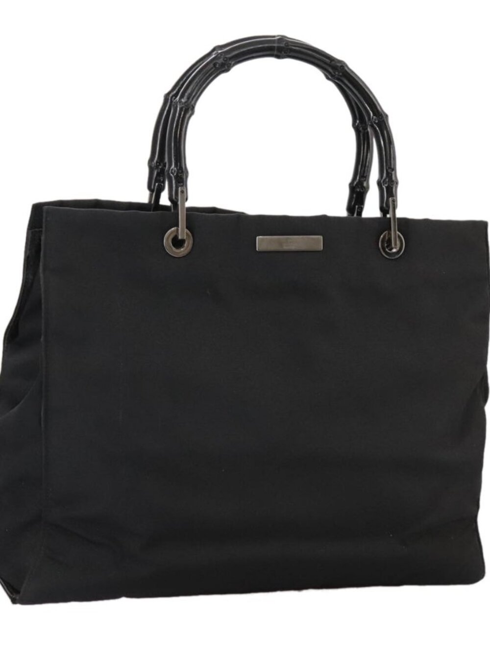 GUCCI Bamboo Hand Bag Nylon Black 002 1010 3444 Auth ep7044